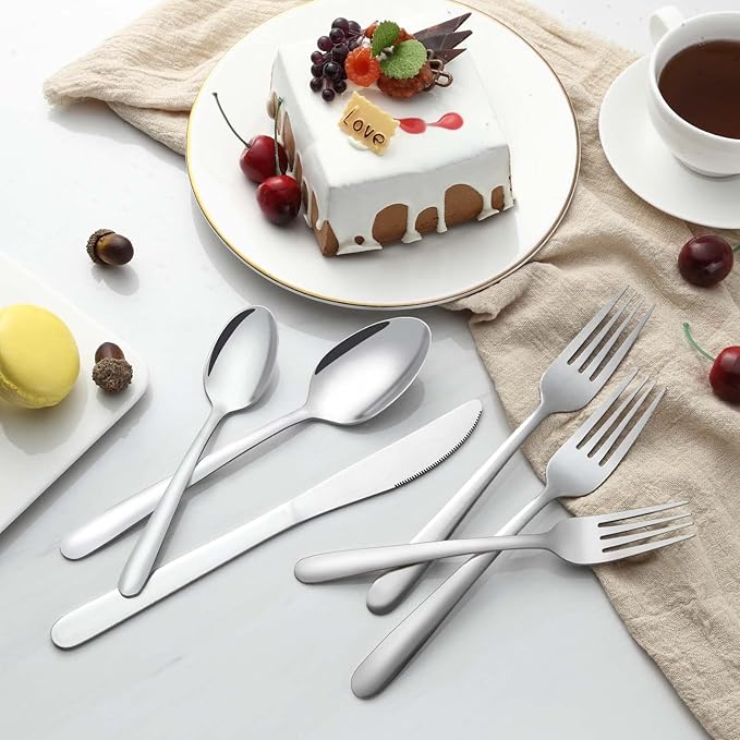 24 Pieces Dinner Forks, Forks Silverware(8 inches), Food Grade Stainless Steel Flatware Forks, Mirror Polished & Dishwasher Safe, Using for Home, Restaurant or Kitchen