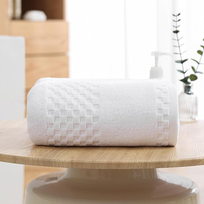 XIQ Bath Sheets 600GSM Combed Cotton Super Soft Luxury Bath Towels Extra Large Shower Towels for Bathroom (White,2PCS)