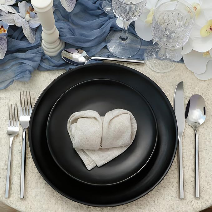 Silverware Set 20-Piece Stainless Steel Mirror Polishing Silver Cutlery, Hand Forged Thick Hexagon Handle Flatware Sets, Service for 4