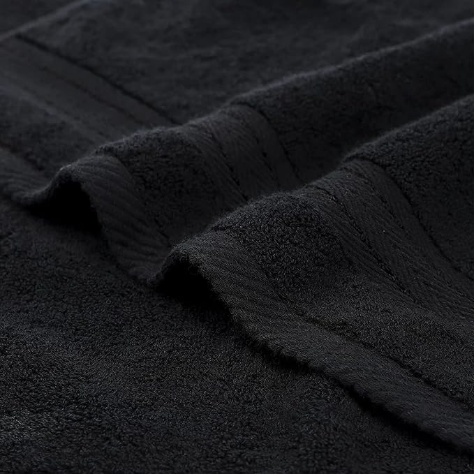 COZYART Black Bathroom Towel Sets 6Pcs 650 GSM 100% Cotton Bath Towel Set for Bathroom Super Absorbent Durable Luxury Set with 2 Bath Towels, 2 Hand Towels, 2 Washclothes