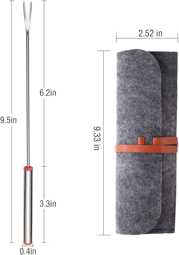 12 Pcs 9.5 Inch Stainless Steel Fondue Forks with Heat Resistant Handle Fondue Sticks for Cheese Pot Chocolate Roast Marshmallows Meat