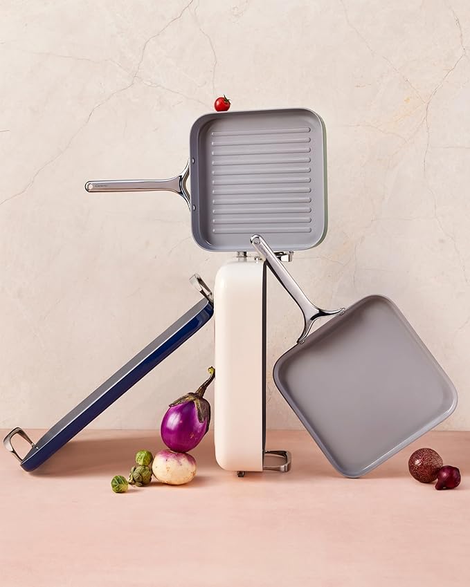 Caraway Square Griddle Pan - 11” Square Pan - Non-Stick Ceramic Coated - Non Toxic, PTFE & PFOA Free - Oven Safe & Compatible with All Stovetops - Sage