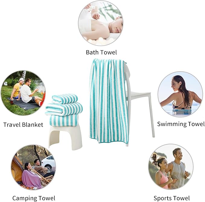 18-Piece Microfiber Bath Towels Set - 6 Bath Sheet, 6 Hand Towels, 6 Washcloths, Soft, Highly Absorbent Bathroom Towel, Quick Dry & Less Lint Shower towel for Bathroom, Hotel, Spa, Dorm-Aquamarine