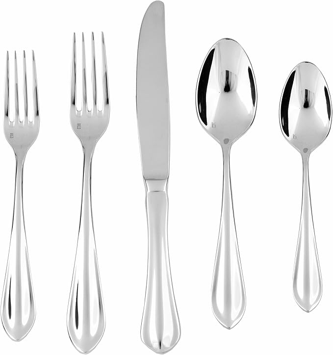 Fortessa Forge 18/10 Stainless Steel Flatware Dessert/Oval Soup Spoon, Set of 12