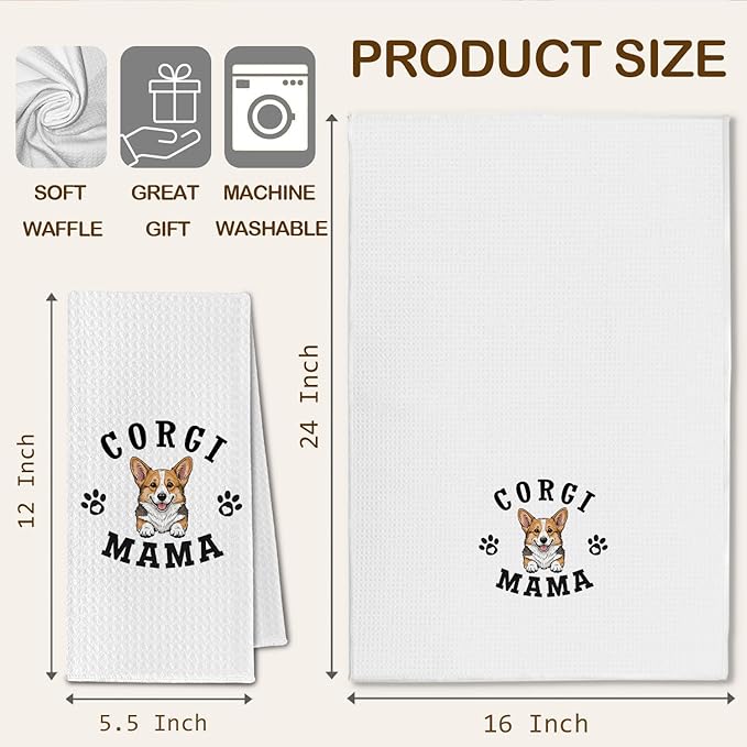 Corgi Kitchen Towels, Dog Mama Corgi Gifts for Women & Dogs Moms, Dog Lover Gifts Decorative Hand Towels for Bathroom, 16x24 Inch