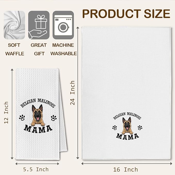 Belgian Malinois Kitchen Towels, Dog Mama Belgian Malinois Gifts for Women & Dogs Moms, Dog Lover Gifts Decorative Hand Towels for Bathroom, 16x24 Inch