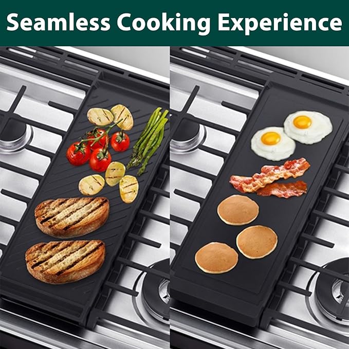 DG61-00859A Griddle Stove Replacement Parts for Samsung Gas Stove Range Cast Iron Griddle Pan Samsung Cooktop Top NX58F5500SS NX58J5600SG NX58R5601SS/AA Reversible Center Burner Griddle Plate 1 Pack