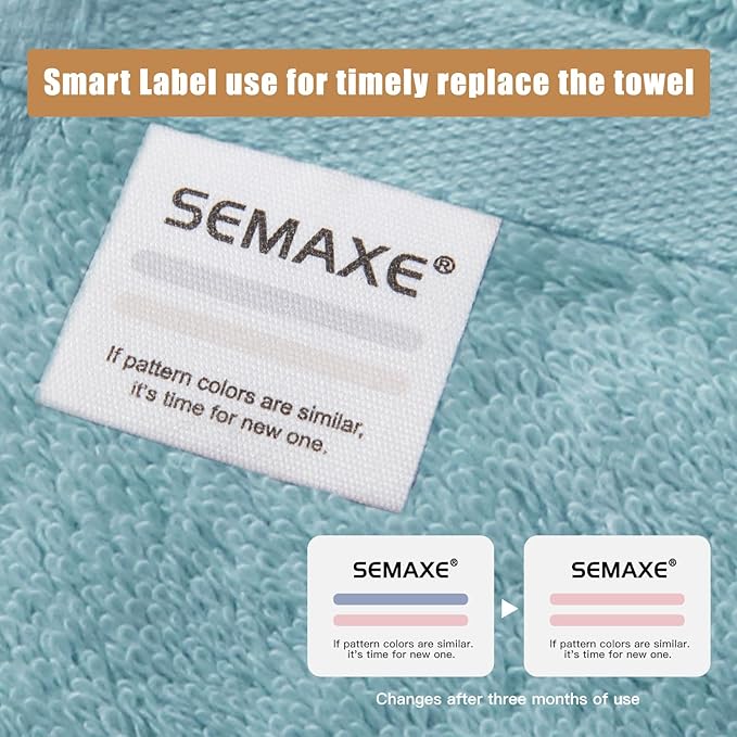 SEMAXE 18-Piece Blue Bath Towel Set - 6 Bath/Hand/Wash Towels with Hanging Loops | Value Pack, 100% Cotton Ultra Absorbent | Hotel Quality at Wholesale Price