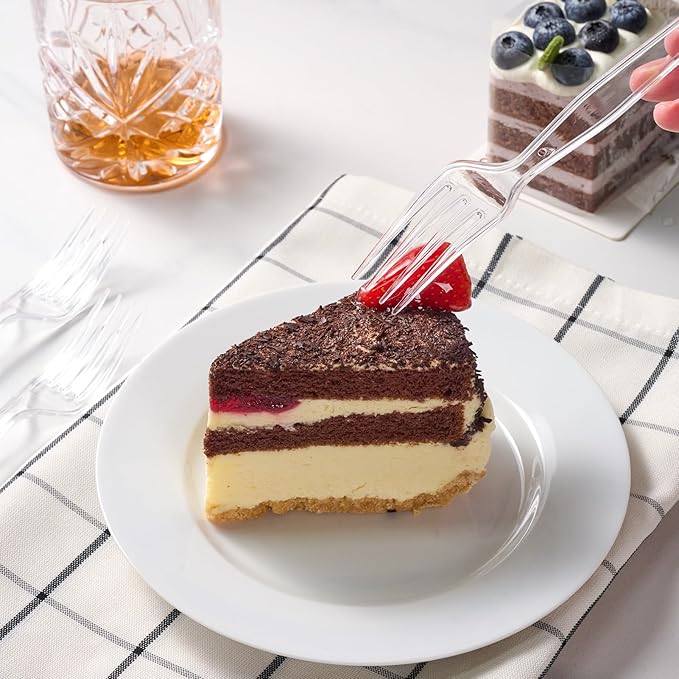 FOCUSLINE 360 Count Clear Plastic Forks Heavy Duty, Solid and Durable Premium Disposable Forks Bulk, Suitable for Catering, Parties, Events and Everyday Use