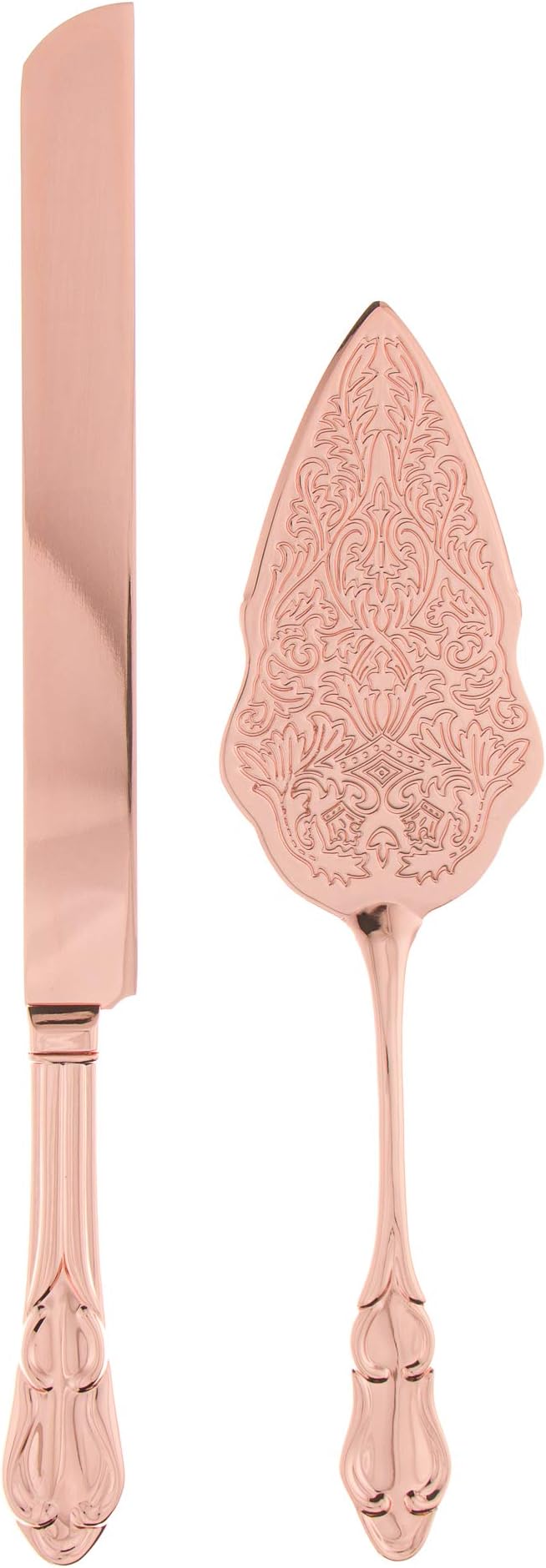 Ella Celebration Cake Knife & Server Set, Rose Gold Cake Cutting Sets for Wedding, Anniversary, Vintage Filigree Party Supplies Decor (Rose Gold)