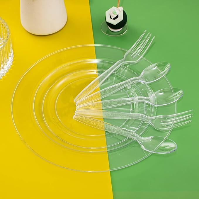Ciaell 500PCS Clear Plastic Forks - Heavy Duty Plastic Forks - 7inch Heavyweight Disposable Fork - Disposable Clear Fork - Plastic Cutlery for Parties Weddings Restaurant