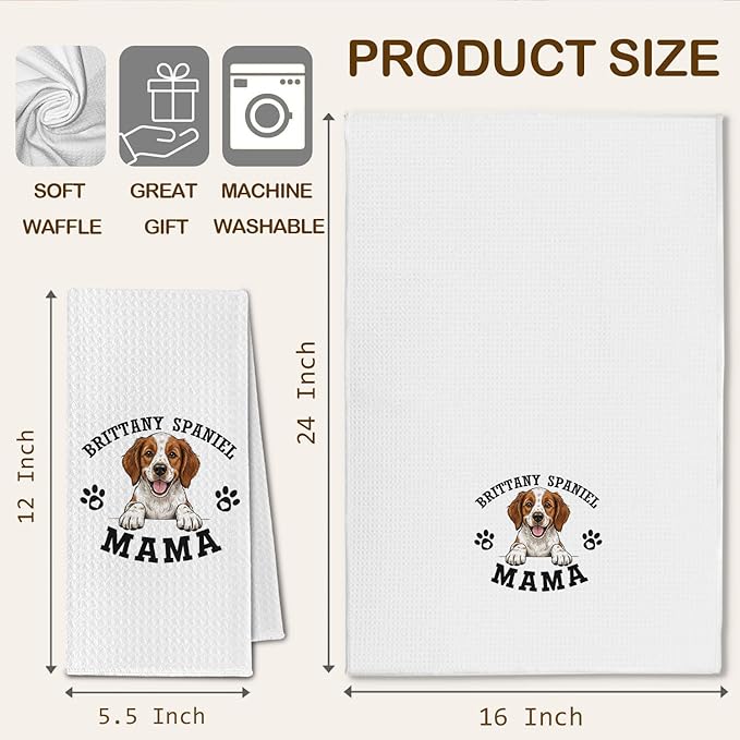 Brittany Spaniel Kitchen Towels, Dog Mama Brittany Spaniel Gifts for Women & Dogs Moms, Dog Lover Gifts Decorative Hand Towels for Bathroom, 16x24 Inch