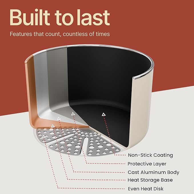 Bakken 16 Quart Ceramic Coated Stock Pot with Lid, Easy Clean Nonstick Pot, Tempered Glass Lid, Riveted Stainless Steel Handles, Oven Safe Up To 500°F, PTFE & PFAS Free, All Stove Compatible, Cream