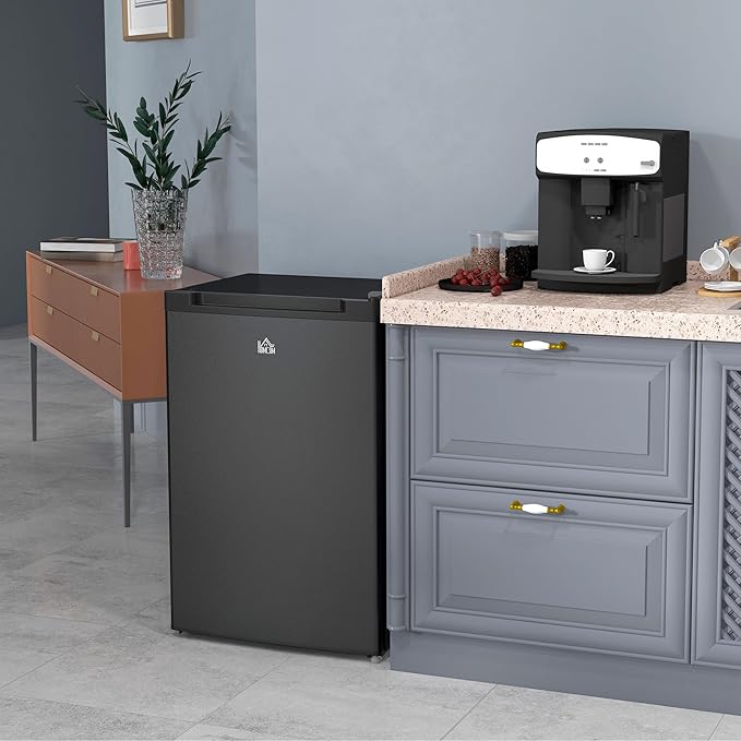 HOMCOM Mini Freezer Countertop, 3 Cu.Ft Compact Upright Freezer with Removable Shelves, Reversible Door for Home, Dorm, Apartment and Office, Black