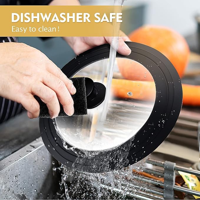 Universal Lids for Pots, Pans & Skillets - Fits 7", 8" & 9" Diameter, 10", 11" & 12" Diameter Cookware, Tempered Glass with High Heat Resistant Silicone Rim (2PK)