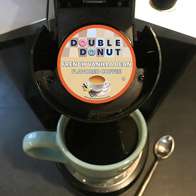 Double Donut Coffee French Vanilla Coffee Medium Roast Flavored Coffee Pods for Keurig K Cups Makers from Double Donut, 72 Count (Pack of 1)