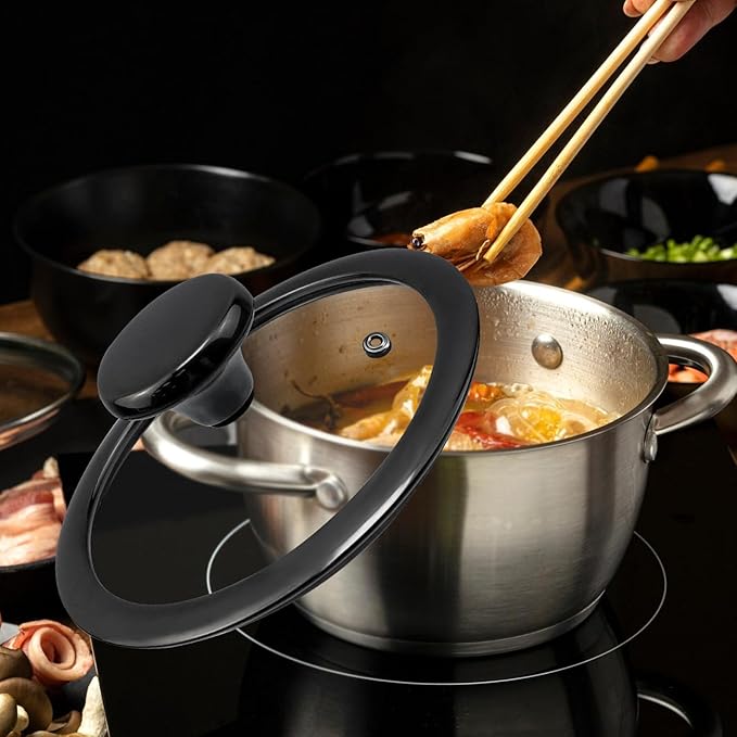 6" Tempered Glass Pan Lid with Steam Vent, Thickened to 4mm and Dishwasher Safe and Oven up to 480℉, Universal Lid Fit for Cast Iron Skillets, Frying Saute Pan, Cooking Pot