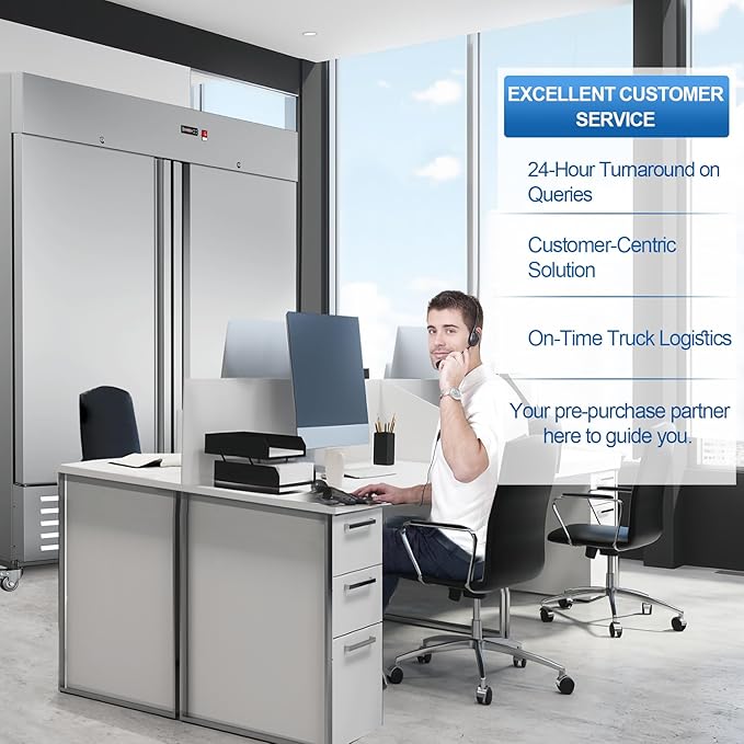 Commercial Freezer 2 Door Upright Freezers with 8 Adjustable Shelves, 54"W Stainless Steel Reach-in, Temp Control -10℉ ~ 10℉, 49 Cu.ft for Restaurant Kitchen Bar Garage, ETL and DOE Approved