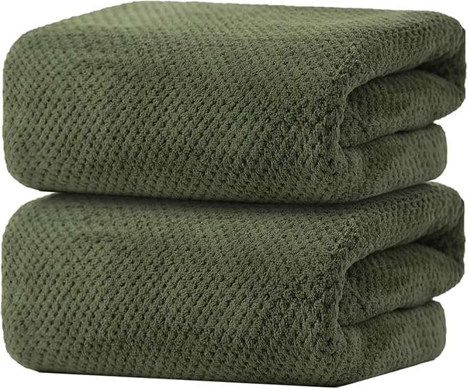Oversized Bath Towels Extra Large 40x80 Inches Bath Sheets for Adults Super Soft Quick Dry Highly Absobent Microfiber Shower Towels (2 Piece, Green)