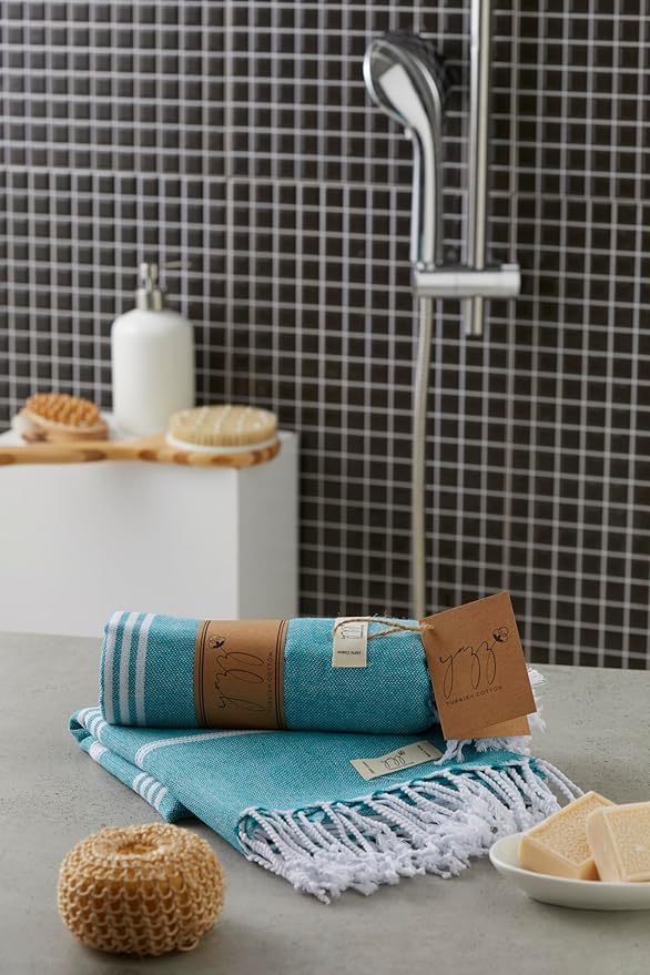 Hand Towels - Set of 2, 18" x 30" inches, Cotton Turkish Hand Towel Sets Clearance, Hand Face Towels, Decorative Peshtemal Turkish Hand Towels (Petrol)