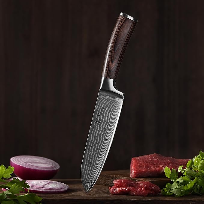 Wakoli EDIB 4-Piece Damascus Knife Set – Professional Chef Knives Set with VG10 Core Blades, 67-Layer Damascus Steel and Ergonomic Pakkawood Handles – Premium Kitchen Knives in Elegant Gift Box