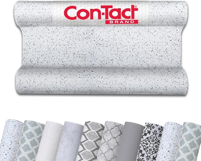 Con-Tact Brand Grip Prints Non-Adhesive Non-Slip Counter Top, Drawer/Shelf Liner, 12" x 20', Granite Black and White