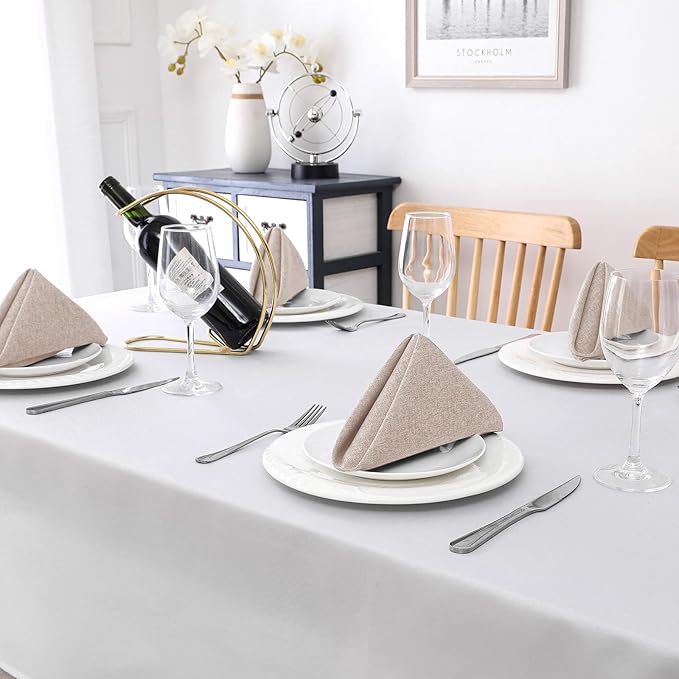 H.VERSAILTEX Linen Textured Cloth Napkins Set of 12 (18" X 18") Linen Textured Dinner Napkins Waterproof Extra Soft Thick Durable Reusable Napkins with Hemmed Edges, Heather Sand