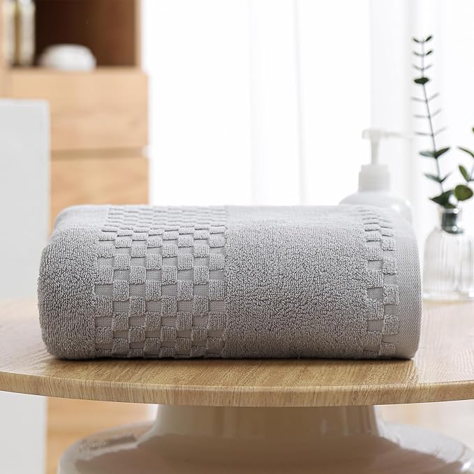 XIQ Bath Sheets 600GSM Combed Cotton Super Soft Luxury Bath Towels Extra Large Shower Towels for Bathroom (Grey,2PCS)