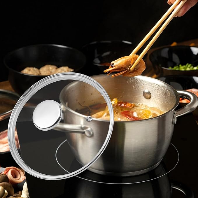 7" Tempered Glass Pan Lid with Steam Vent, Thickened to 4mm and Dishwasher Safe and Oven up to 480℉, Universal Lid Fit for Cast Iron Skillets, Frying Saute Pan, Cooking Pot
