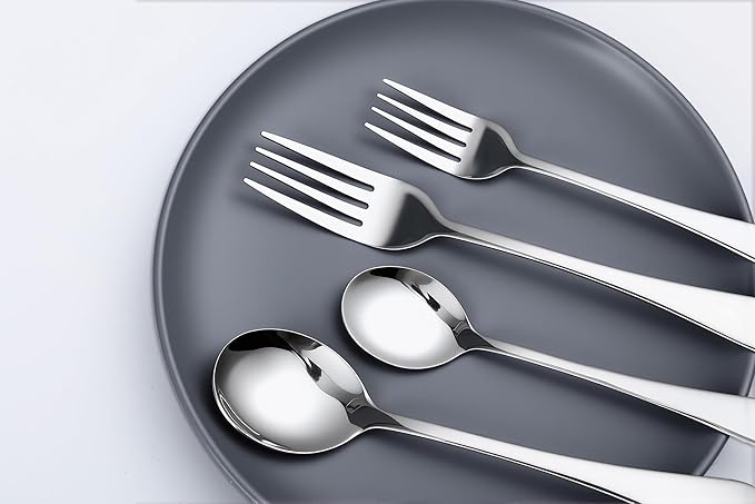 Oval Dinnerware Set, 24 Pcs Silverware Set for 4, Food-Grade Stainless Steel Flatware Set, Mirror Polished Cutlery Utensil Set, Include Steak Knife Fork And Spoo, Dishwasher Safe