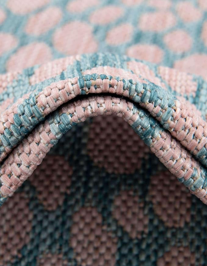 Jill Zarin Jill Zarin Outdoor Collection Area Rug - Cape Town (2' x 6' Runner Pink and Aqua/Light Blue)