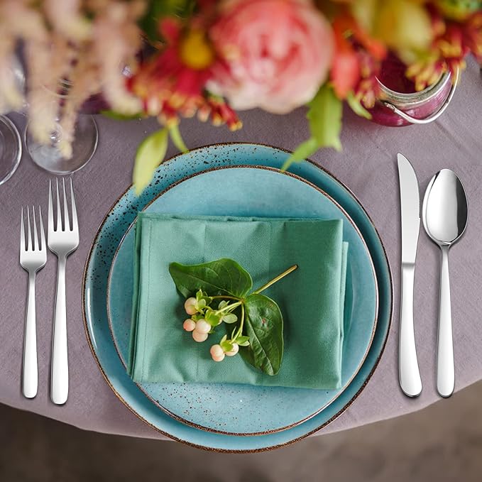 HaWare Heavy Duty Silverware Set, 65 Pieces Stainless Steel Flatware with Serving Utensils, Weight Tableware for 12, Modern Cutlery for Home, Dishwasher Safe, Mirror Polished