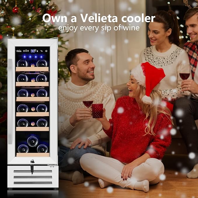 12 Inch Wine Cooler Refrigerator,Mini Wine Fridge 18 Bottle Capacity,Built-in or Freestanding Professional Wine Chiller with Quiet and Stable Temperature Control Systems.