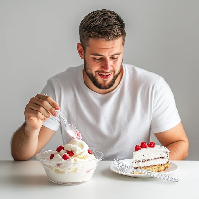 100 pack | Clear Heavy Duty Plastic Disposable Cutlery Set | 6 in 1 Utensil Set with Fork, Spoon, Knife, Napkin, Straw, Salt/Pepper Packets