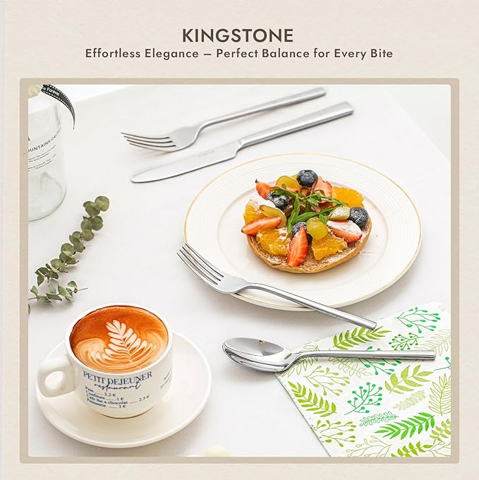 KINGSTONE Dinner Forks Set, 4-Piece Silverware Flatware Cutlery Dessert Forks (8.3-Inch), Forged Food-Grade Stainless Steel, Mirror Finish & Dishwasher Safe, Use for Kitchen, Home, Wedding, Party
