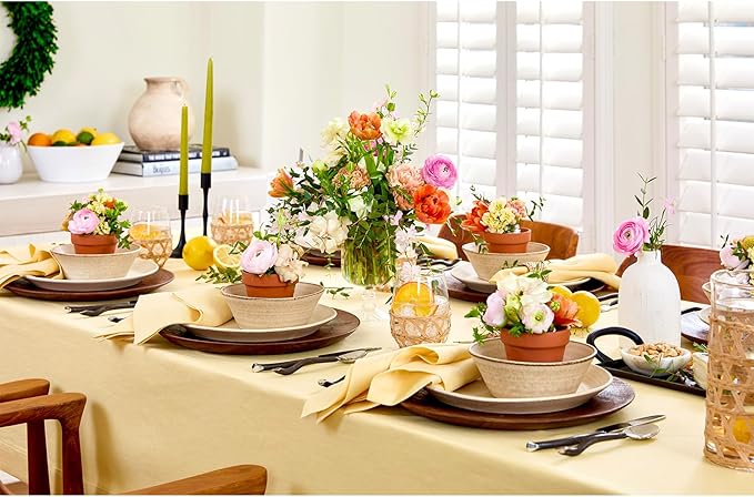 Solino Home Linen Tablecloth for Rectangle Tables 60 x 108 Inch - 100% Pure Linen Golden Straw Table Cloth - Fete, Machine Washable Cloth Tablecloth