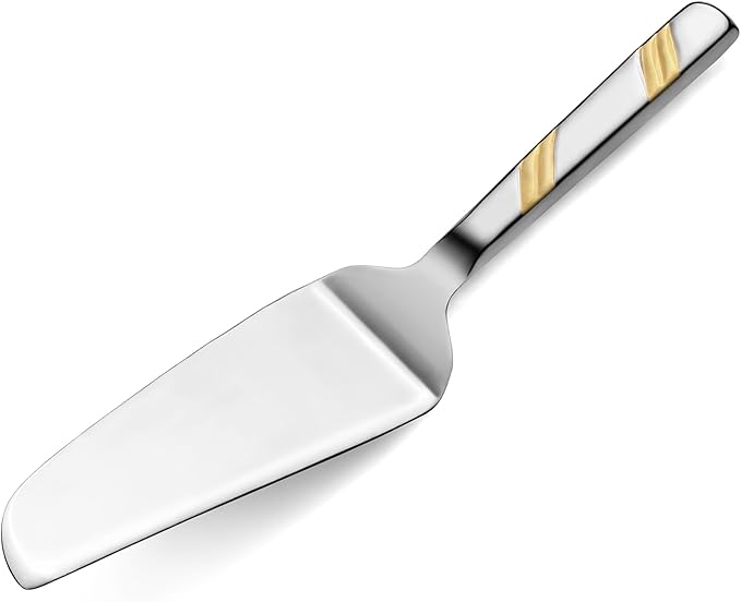 New Star Foodservice Hollow Handle Notched Serving Spoon (Gold, Cake Server (10.75-Inch))