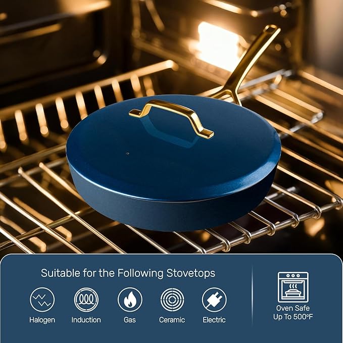 Gotham Steel Modern 11 Pc Ceramic Cookware Set, Elegantly Designed Pots and Pans Set Non Stick with Steamer, Induction Bottom, Premium Stay Cool Handles, Non Toxic PFOA Free, Oven & Dishwasher Safe