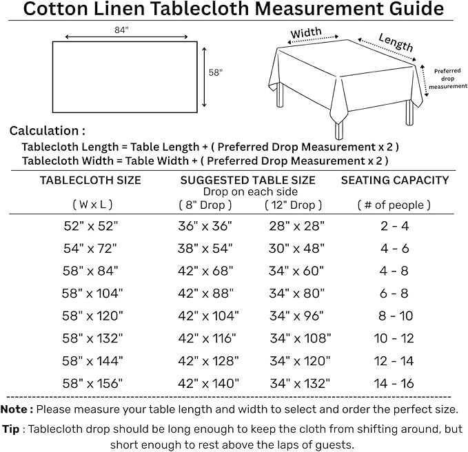 Solino Home Cotton Linen Tablecloth for Rectangle Tables 58 x 84 Inch - Hemstitch Burnt Orange Table Cloth - Machine Washable Cloth Tablecloth