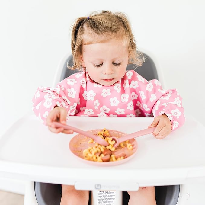 Ryan & Rose Ultimate Baby Utensil Set of 3 Silicone Baby Spoons Silicone feeding set for baby led weaning, self feeding 6 months, toddler utensils (Rose)