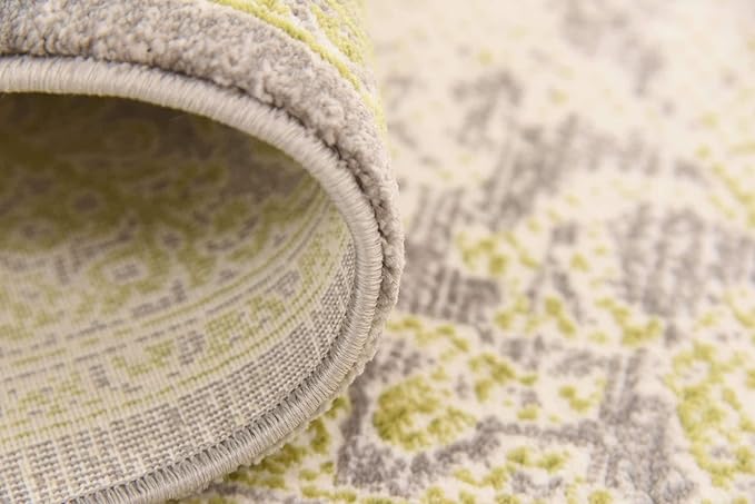 Modern Carved Vintage 3 feet by 5 feet (3' x 5') Arcadia Light Green Contemporary Area Rug