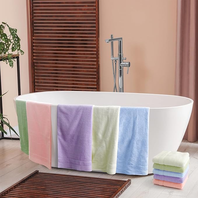 Thmyo Pack of 2 Premium Cotton Super Soft Bathroom Towels Set, 400 GSM Highly Absorbent Towel for Daily Use, Gym, Spa and Hotel, 1 Bath, 1 Hand, Green