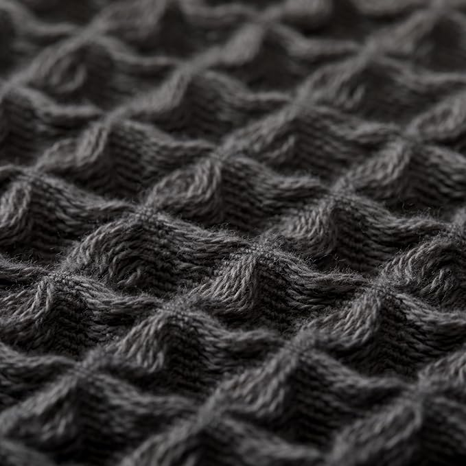 Luxury Organic Japanese Cotton Waffle Bath Towel | Thick, Absorbent, Quick Dry Bathroom Towels for Shower, Sauna, Onsen| Hotel & Spa Quality, Gift-Ready (Smoke Grey, Hand Towel (3 Pack))