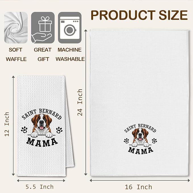 Saint Bernard Kitchen Towels, Dog Mama ST Saint Bernard Gifts for Women & Dogs Moms, Dog Lover Gifts Decorative Hand Towels for Bathroom, 16x24 Inch