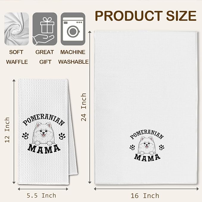 Pomeranian Kitchen Towels, Dog Mama Pomeranian Gifts for Women & Dogs Moms, Dog Lover Gifts Decorative Hand Towels for Bathroom, 16x24 Inch