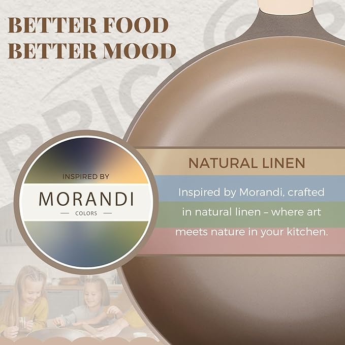 PRICUSIS Nonstick Pots and Pans Set, 9 Pieces Cookware, Omelete/Egg Skillet, Healthy Nonstick Frying Pan, PFOA Free, Induction Compatible, Honey Blush