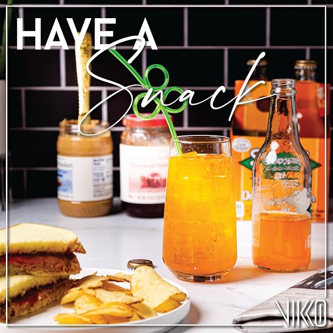 Vikko Drinking Glasses, Glass Cups, Set of 4 Highball Water Glasses 16.25 Ounce, Premium Tall Drinking Glass, Dishwasher Safe DrinkingWare