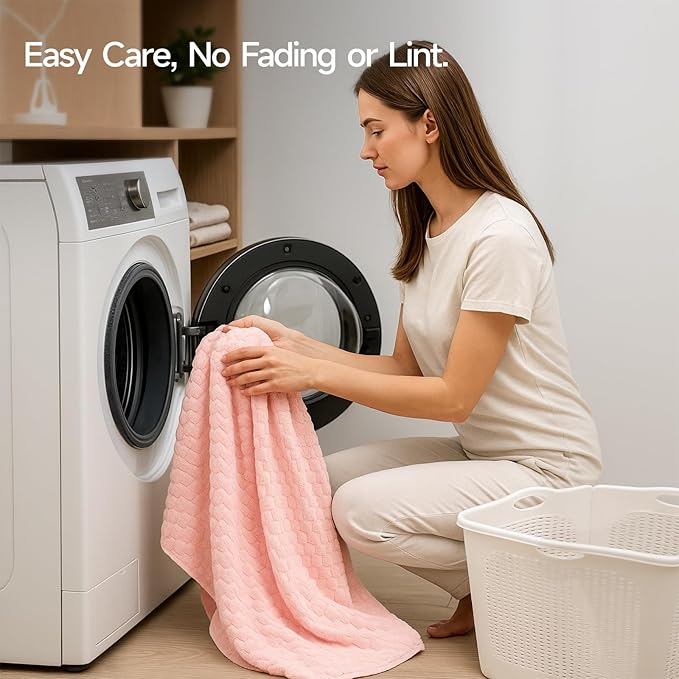 REDKISS 4 Pack Pink Microfiber Bath Towels - Extra Large Waffle Towels Set for Bathroom, Super Absorbent Towel Set of 4 Lagre, Quick Dry Bathroom Towel for Spa, Gym,Travel, Lint Free, Ultra Soft