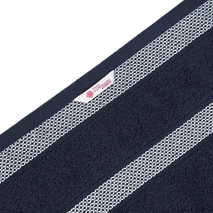 CASA COPENHAGEN Solitaire Mix 6 Pieces Towel Set- Navy + Burgundy, 600 GSM 2Bath Towel 2Hand Towel 2Washcloth, Designed in Denmark Made of Soft Egyptian Cotton for Bathroom, Kitchen & Shower