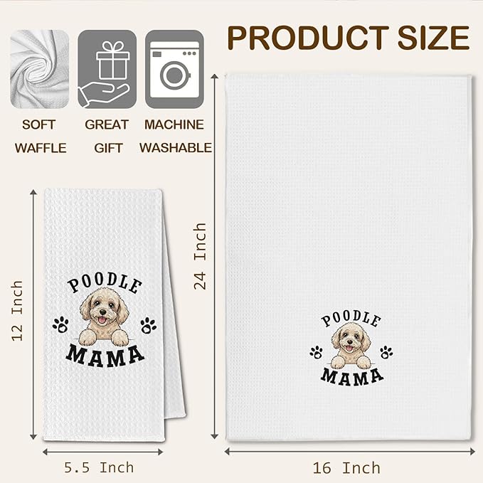 Poodle Kitchen Towels, Dog Mama Standard Poodle Gifts for Women & Dogs Moms, Dog Lover Gifts Decorative Hand Towels for Bathroom, 16x24 Inch